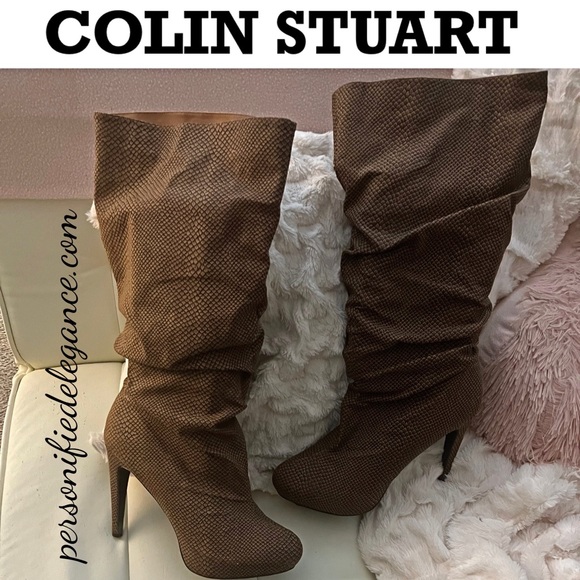 Colin Stuart Faux Leather Animal Print Platform Heeled Boots Size 11B - Picture 1 of 16